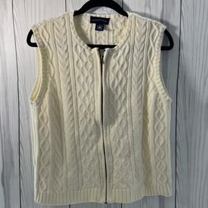 Vintage 1980s Charter Club Ivory zipper Ivory Sweater Vest Korea Size Medium